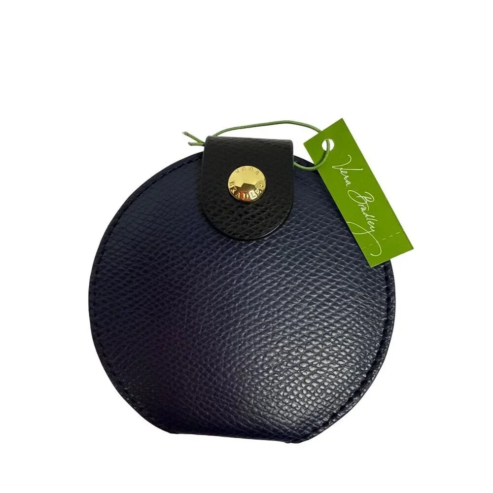 Vera Bradley Navy Blue Pocket Mirror Accessory Compact Faux Leather NEW